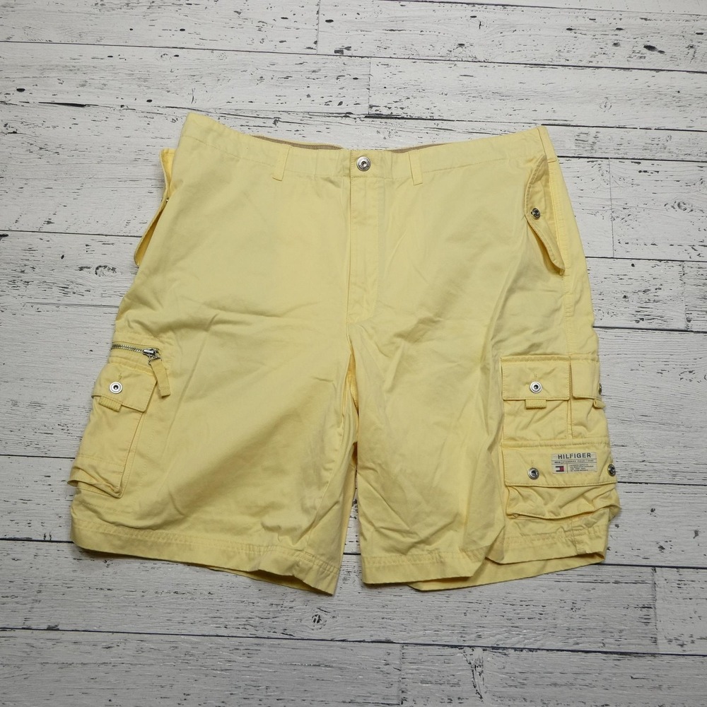 Tommy Hilfiger Cargo Shorts Mens 42 Yellow Standard Issue 2005 Utility‎ Pockets